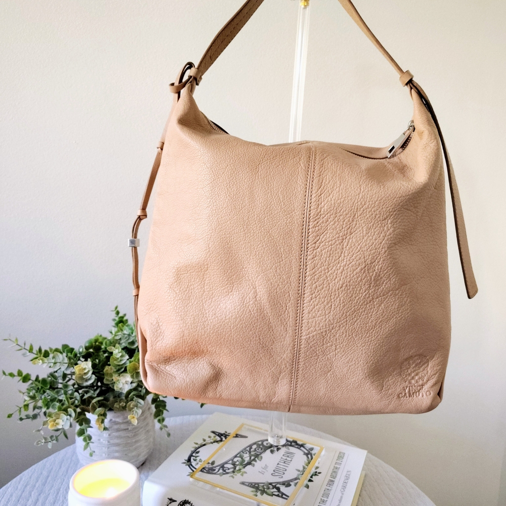 Vince Camuto Soft Beige Leather Hobo Bag